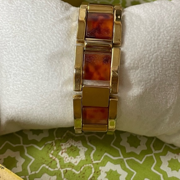 JOAN RIVERS CLASSICS VTG POLISHED GOLDTONE 21MM FAUX TORTOISE SHELL WATCH EUC - Picture 3 of 11